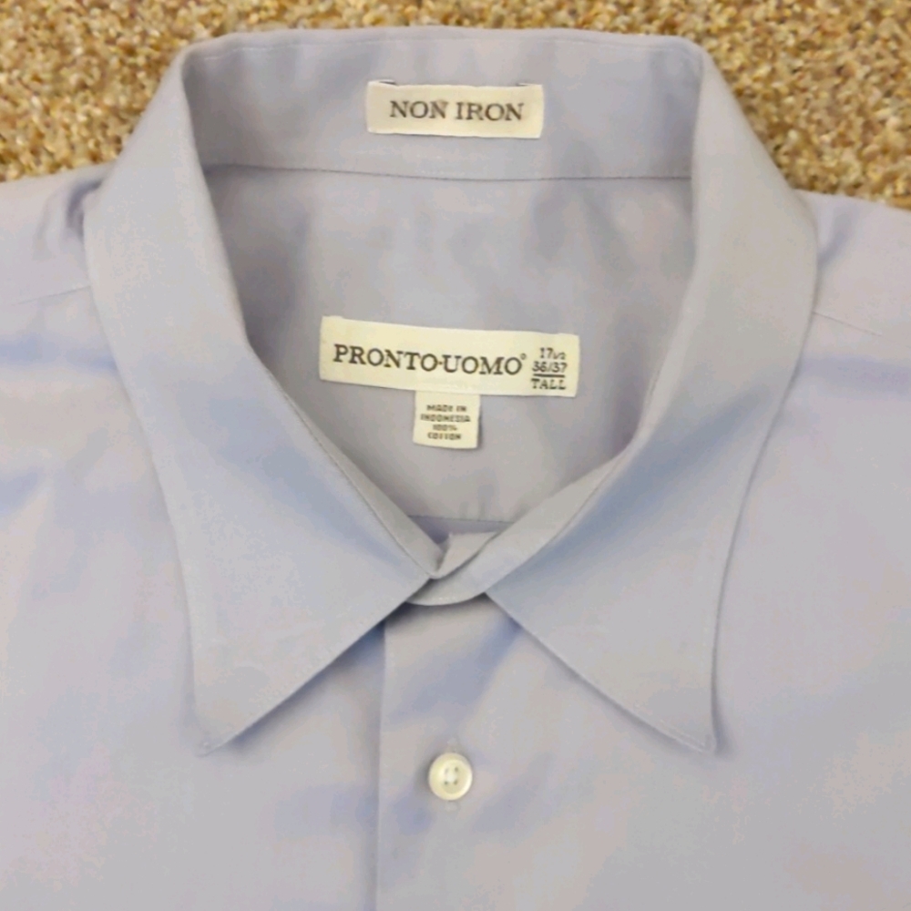 Pronto-Uomo Light Purple Dress Shirt . 17.5 36/37 Tall - Picture 10 of 13